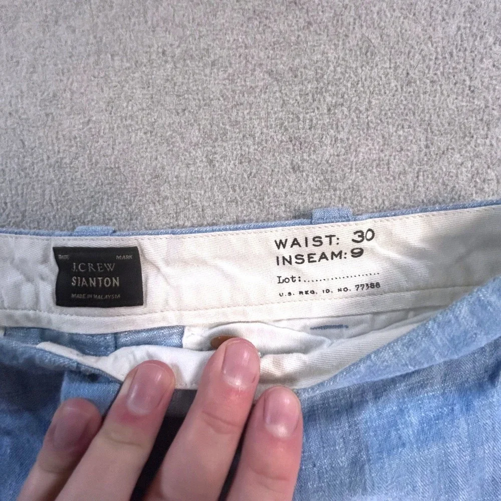 J.Crew‎ Stanton Shorts Mens 30 Light Blue Linen Cotton Blend 9 Inch Inseam